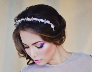 Свадебный макияж с фиолетовыми тенями, яркий макияж глаз на свадьбу